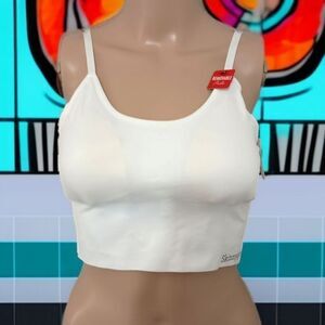 SkinnyGirl Crop Top Cami Large Y2K Cropped Adjustable Straps NEW White Pads